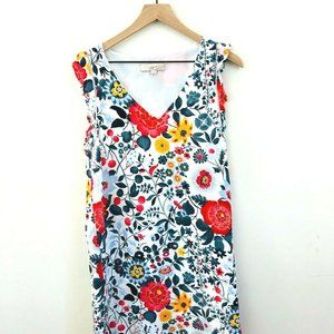 LOFT Floral V-Neck Shift Dress